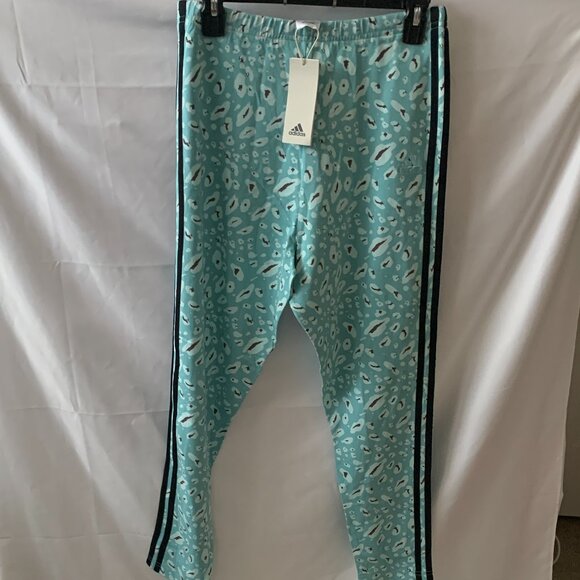 ADIDAS Essentials 3-Stripes Animal Print Leggings in Black Multi Sz LARGE - Picture 1 of 6